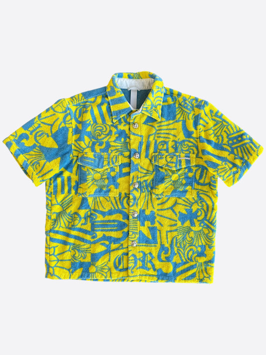 Chrome Hearts Yellow & Blue Print Towel Button Up Shirt