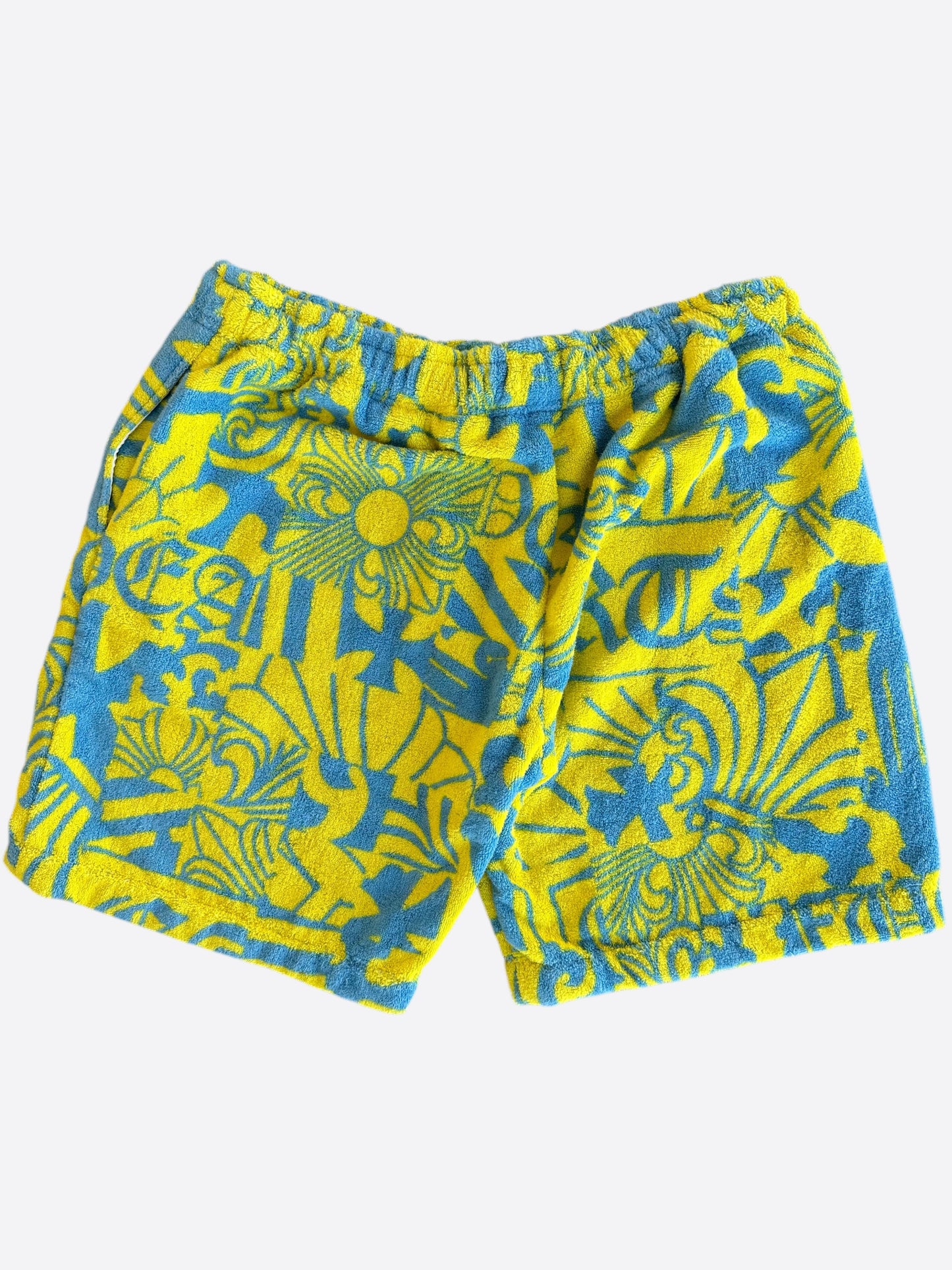 Chrome Hearts Yellow & Blue Print Towel Shorts