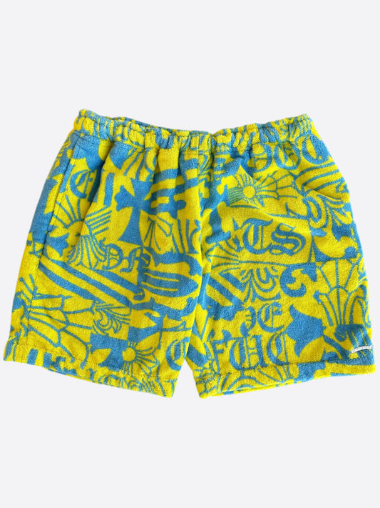 Chrome Hearts Yellow & Blue Print Towel Shorts