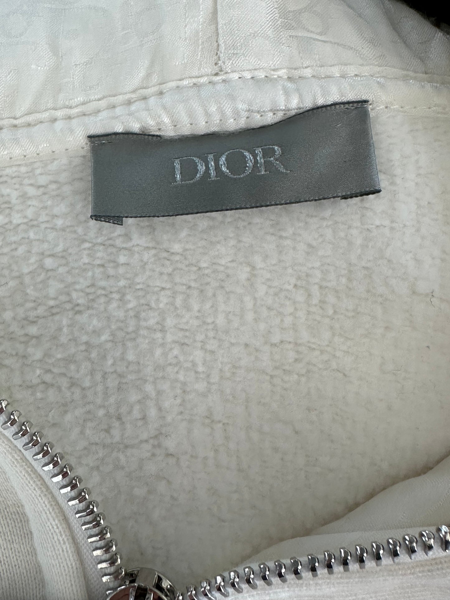 Dior White Oblique Zip Up Hoodie