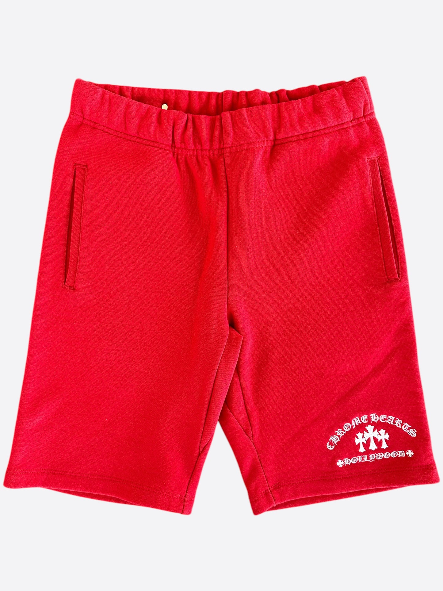 Chrome Hearts Red & White Triple Cross Embroidered Shorts