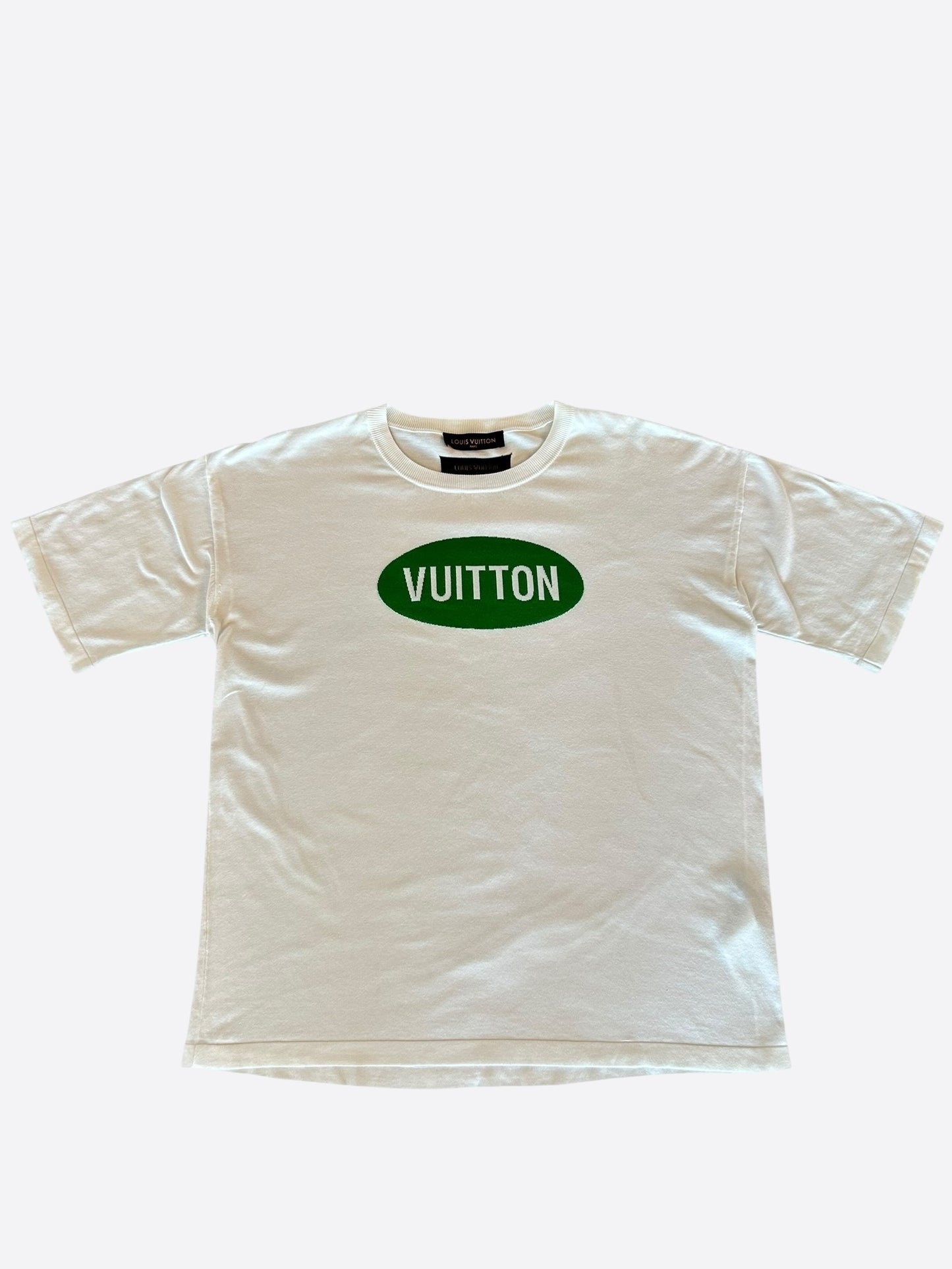 Louis Vuitton White & Green Vuitton Intarsia T-Shirt