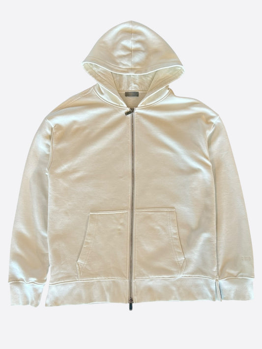 Dior White Oblique Zip Up Hoodie