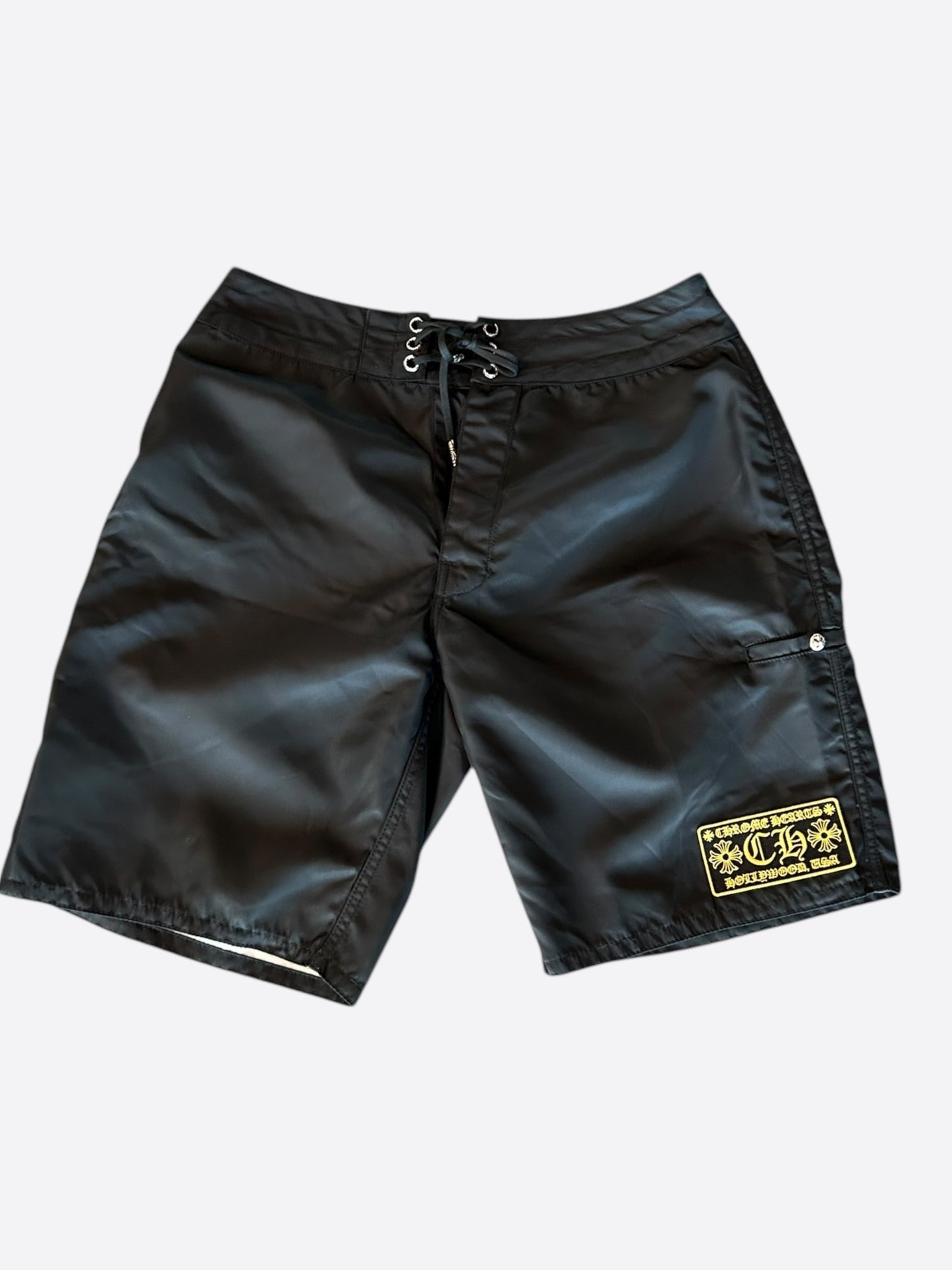 Chrome Hearts Black & Yellow Patch Swimshorts