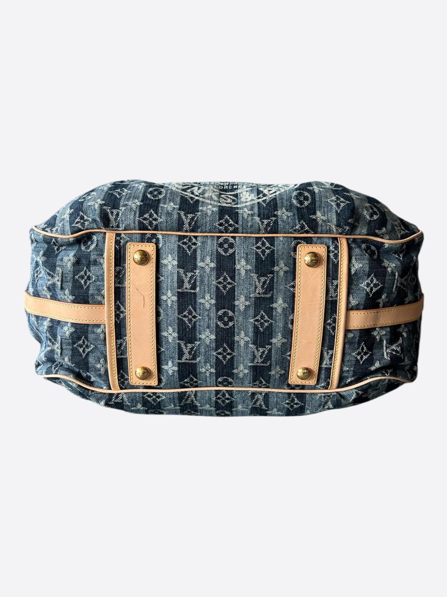 Louis Vuitton Blue & White Monogram Denim Porte Epaule Raye GM