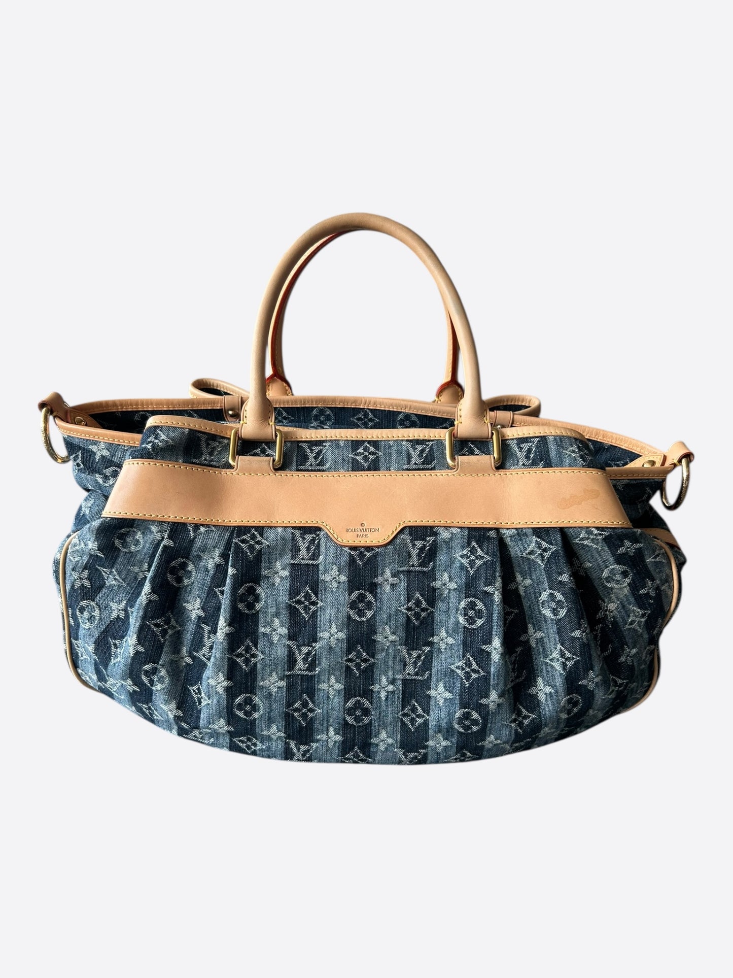 Louis Vuitton Blue & White Monogram Denim Porte Epaule Raye GM