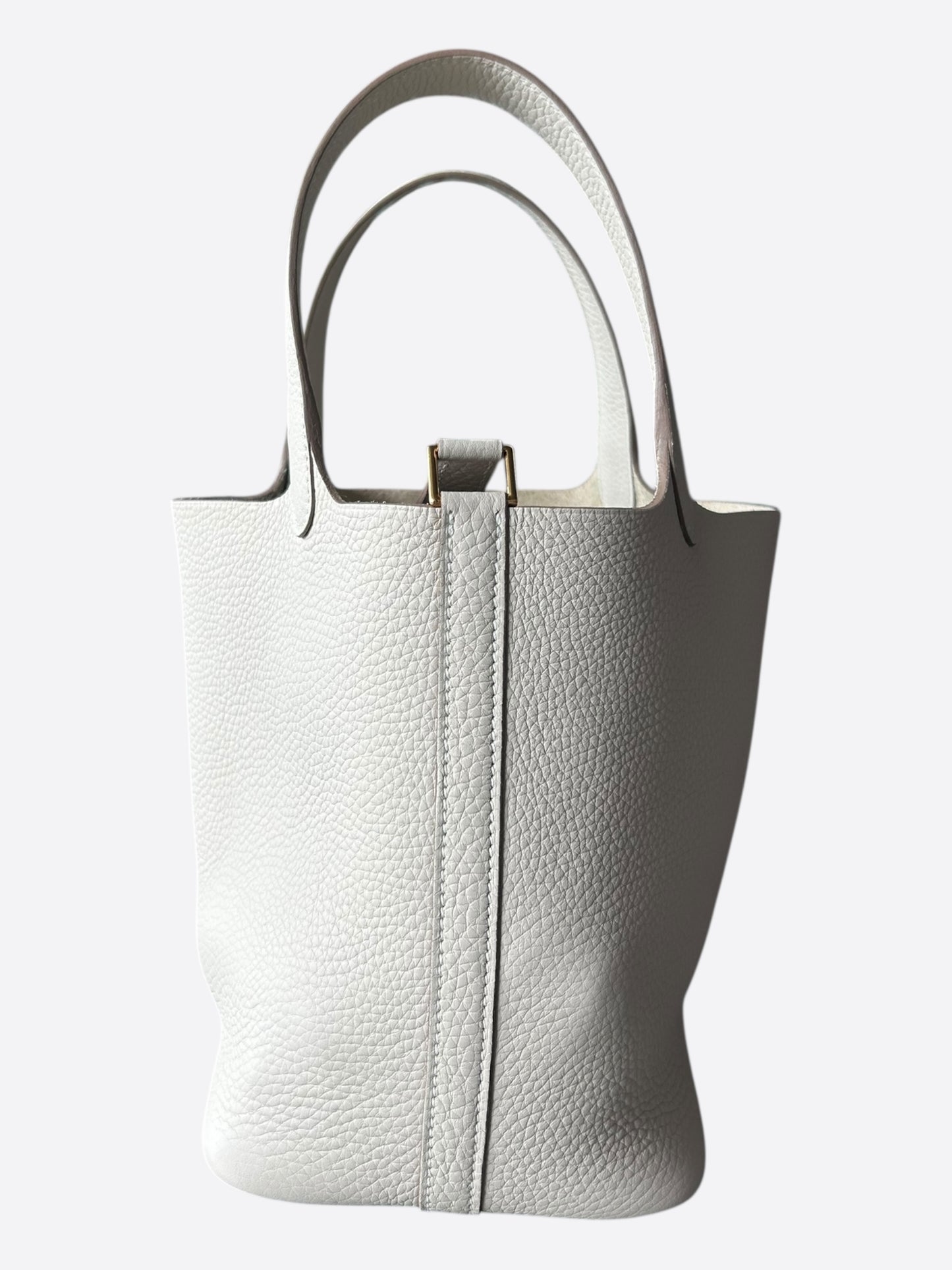 Hermes White Clemence Picotin 18