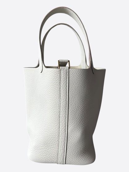 Hermes White Clemence Picotin 18