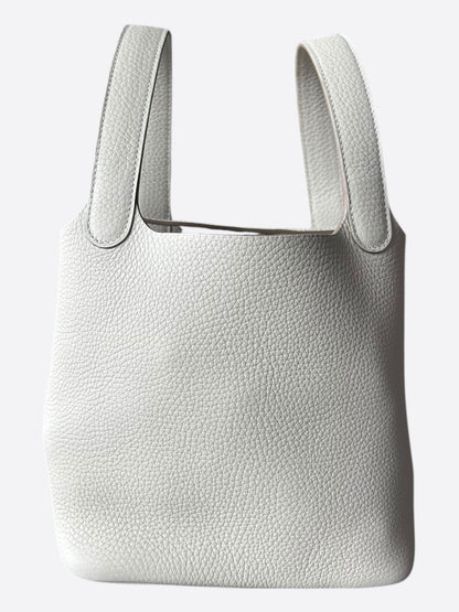 Hermes White Clemence Picotin 18