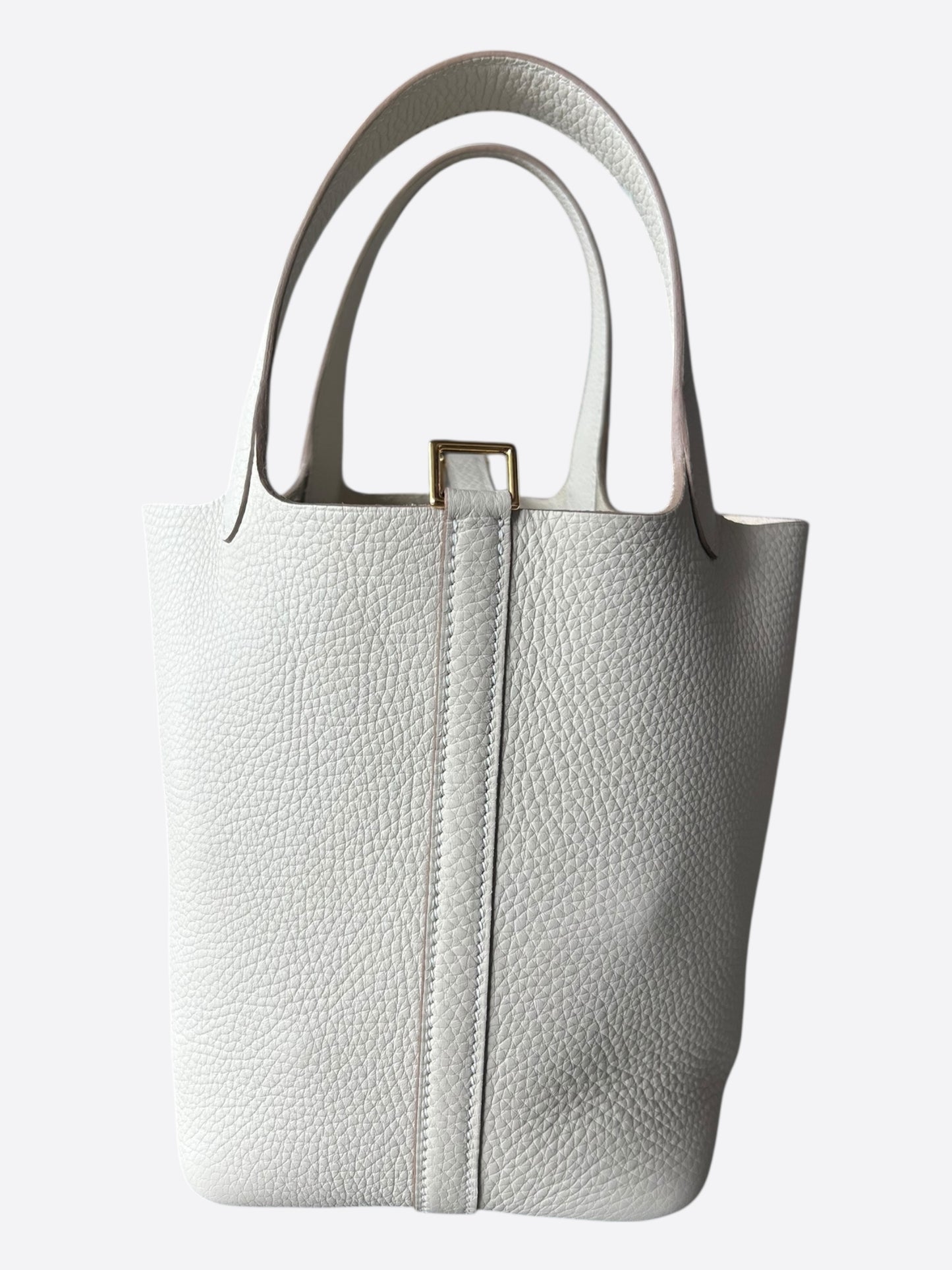 Hermes White Clemence Picotin 18