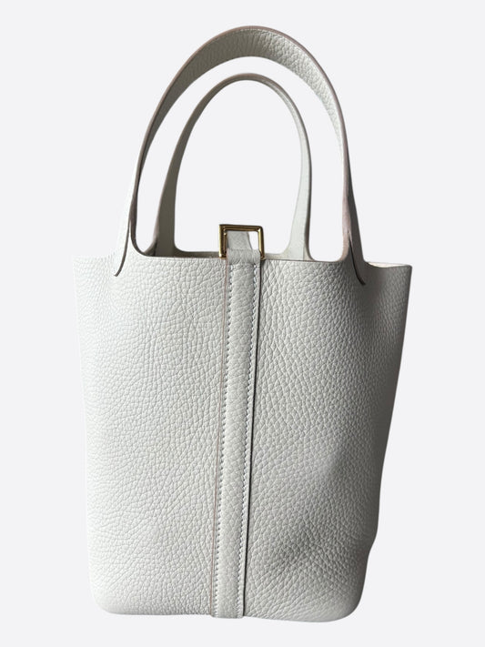 Hermes White Clemence Picotin 18