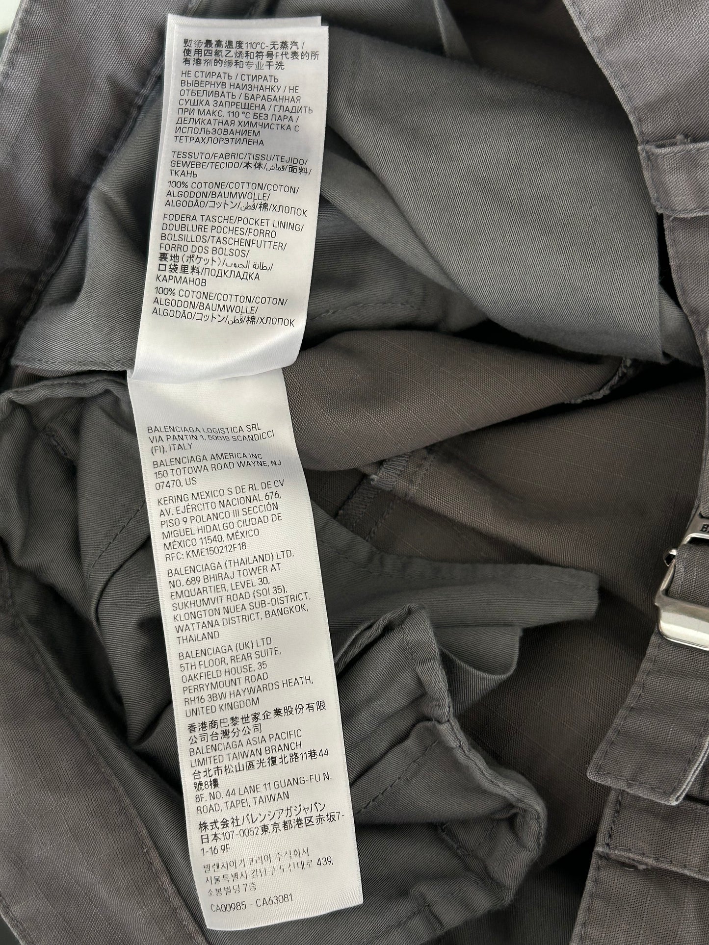 Balenciaga Grey Convertible Cargo Pants