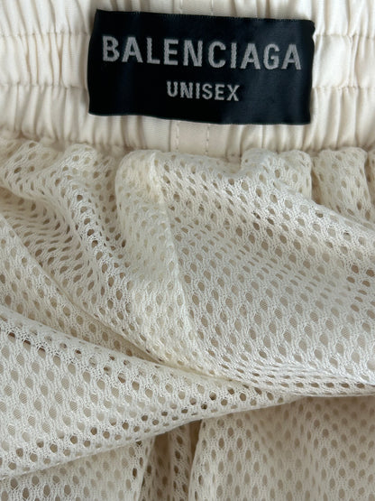 Balenciaga White & Black Embroidered Logo Trackpants