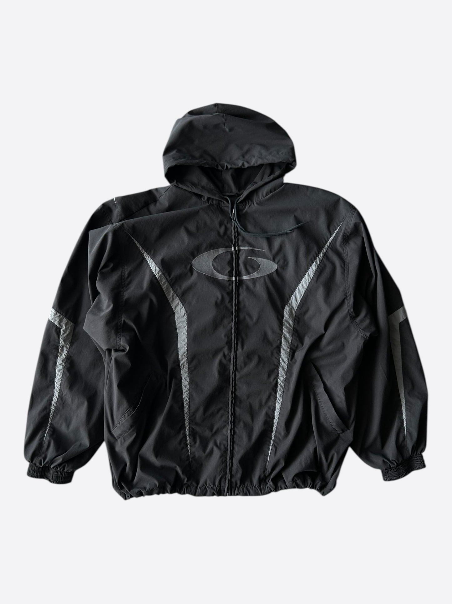 Balenciaga Black & Grey Loop Sports Logo Track Jacket