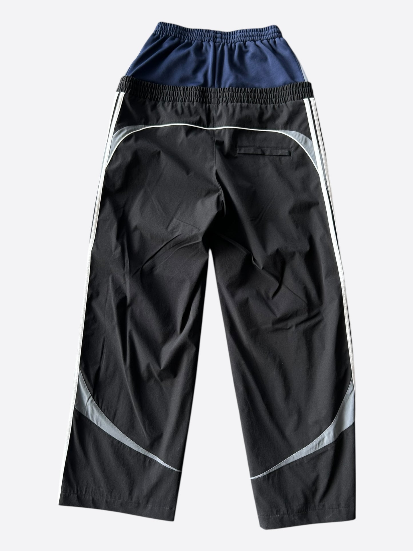 Balenciaga Black & Blue Striped Reconstructed Trackpants