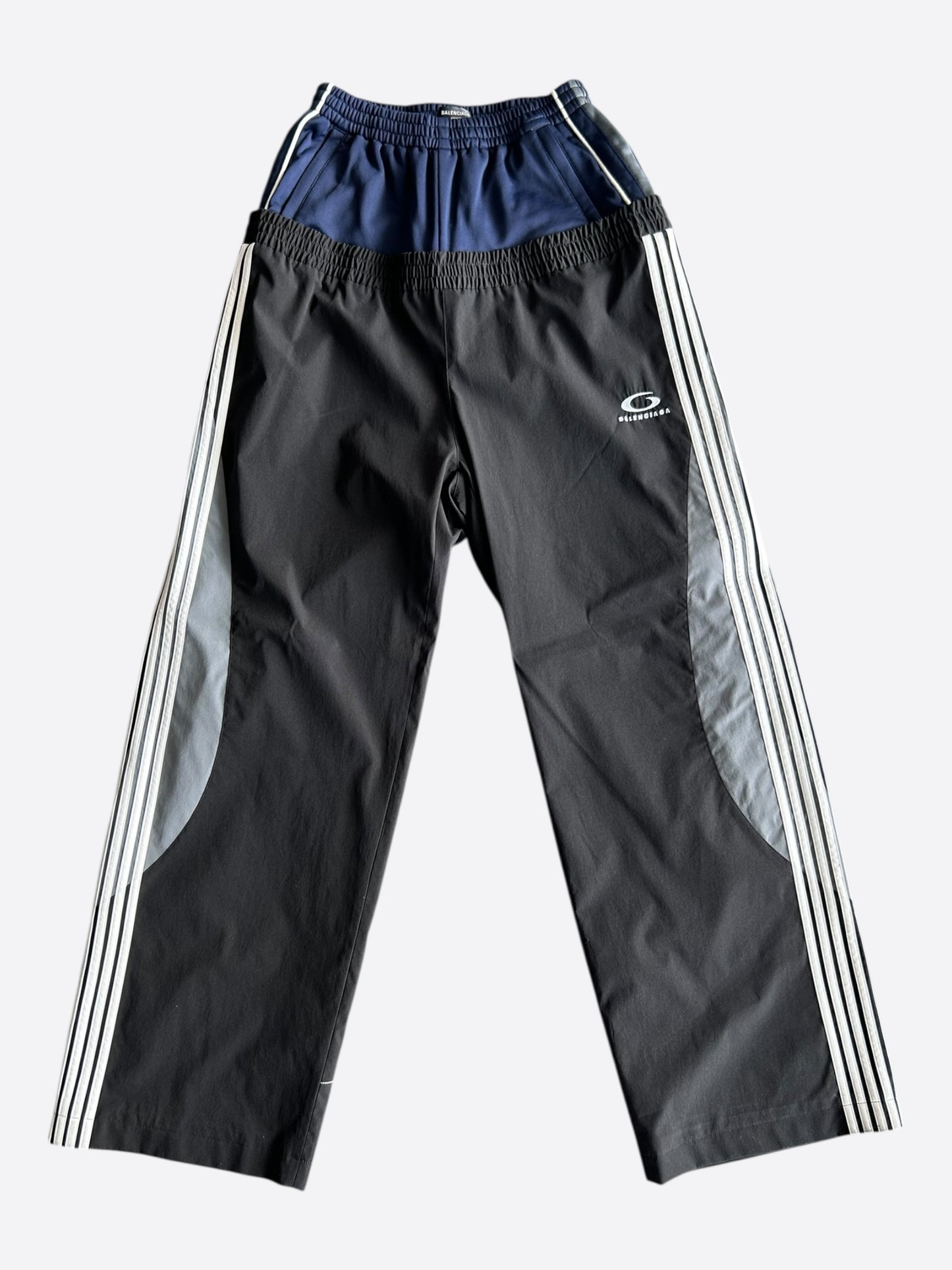 Balenciaga Black & Blue Striped Reconstructed Trackpants