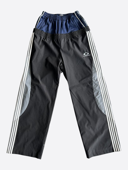 Balenciaga Black & Blue Striped Reconstructed Trackpants
