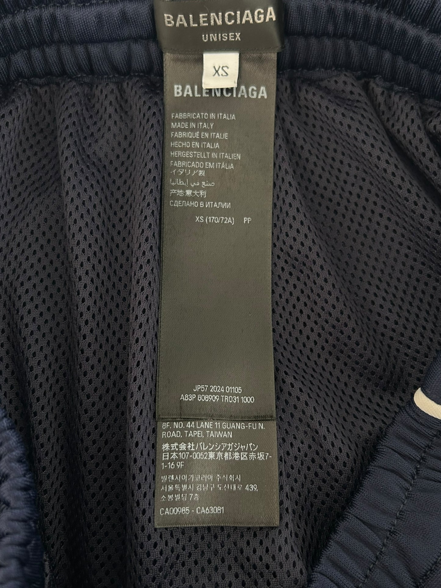 Balenciaga Black & Blue Striped Reconstructed Trackpants