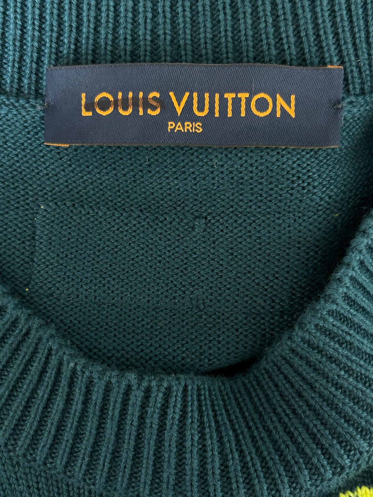 Louis Vuitton Blue & Yellow Logo Wool Sweater