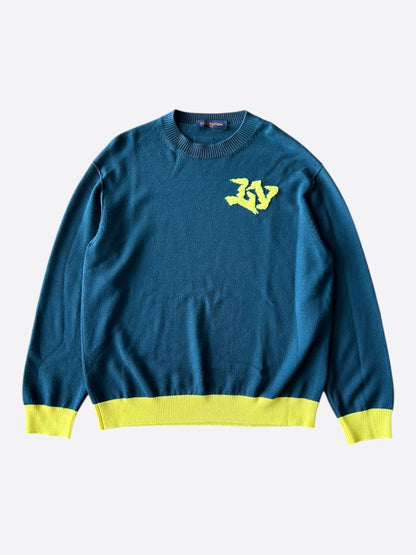 Louis Vuitton Blue & Yellow Logo Wool Sweater