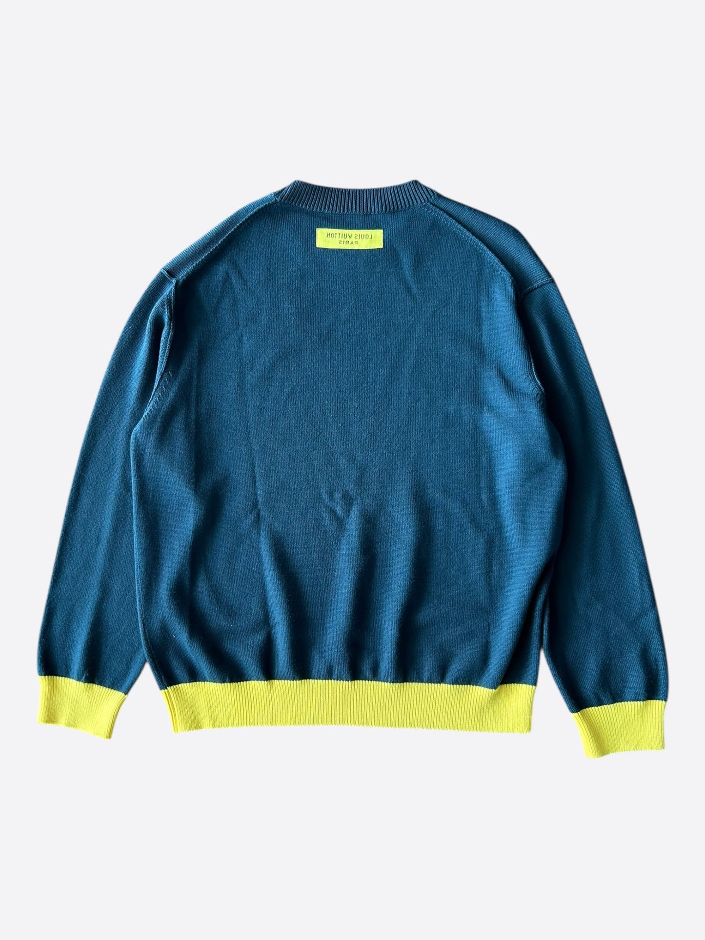 Louis Vuitton Blue & Yellow Logo Wool Sweater