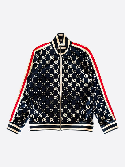 Gucci Blue Monogram Jacquard Track Jacket