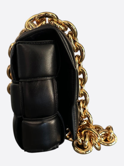 Bottega Veneta Black Intrecciato Chain Padded Cassette Bag