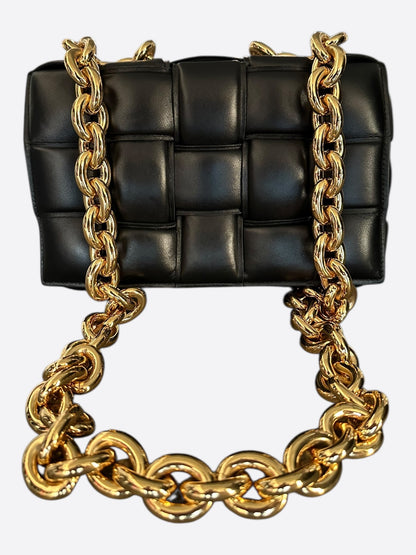 Bottega Veneta Black Intrecciato Chain Padded Cassette Bag