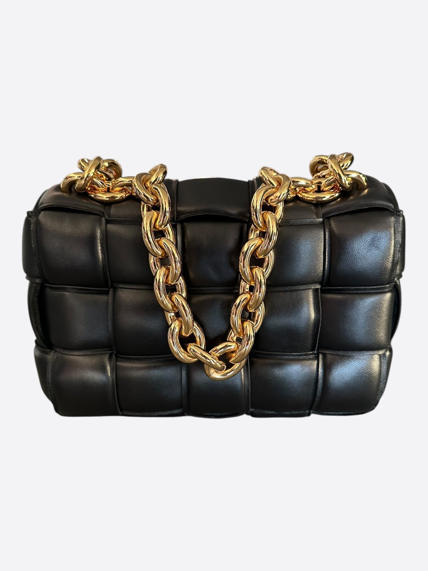 Bottega Veneta Black Intrecciato Chain Padded Cassette Bag