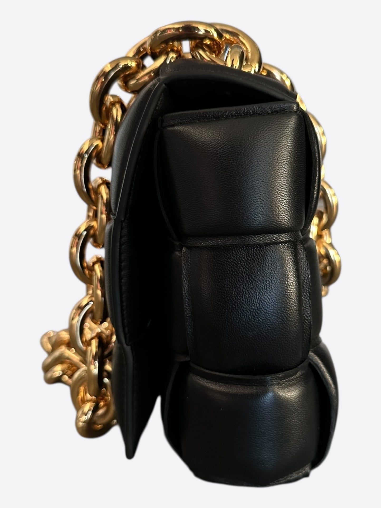 Bottega Veneta Black Intrecciato Chain Padded Cassette Bag