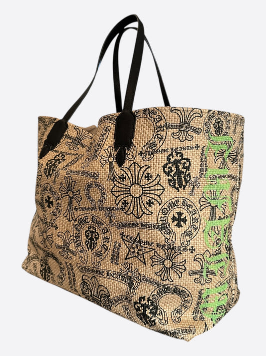 Chrome Hearts Beige & Black Miami Exclusive Stencil Beach Tote Bag