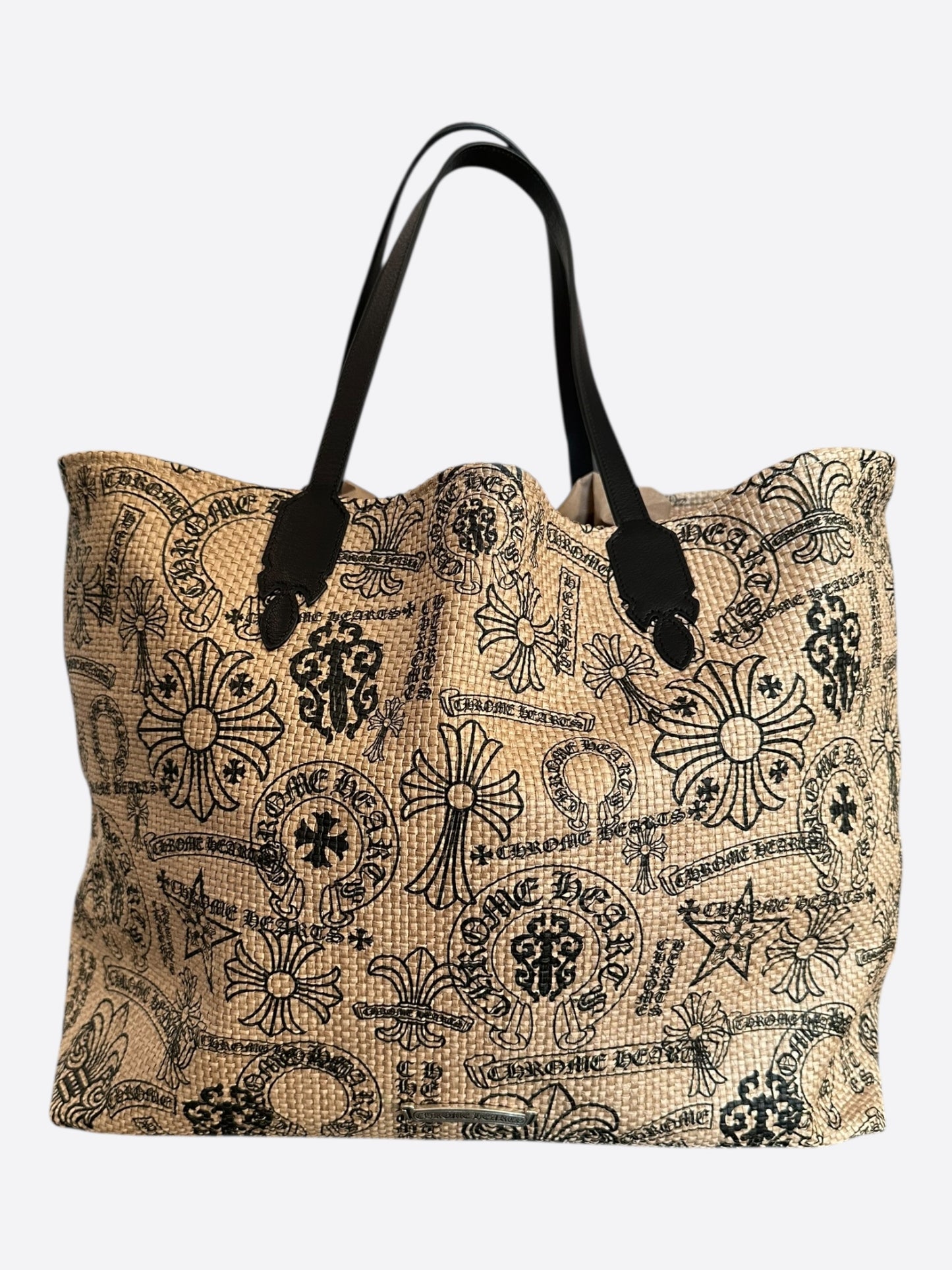 Chrome Hearts Beige & Black Miami Exclusive Stencil Beach Tote Bag