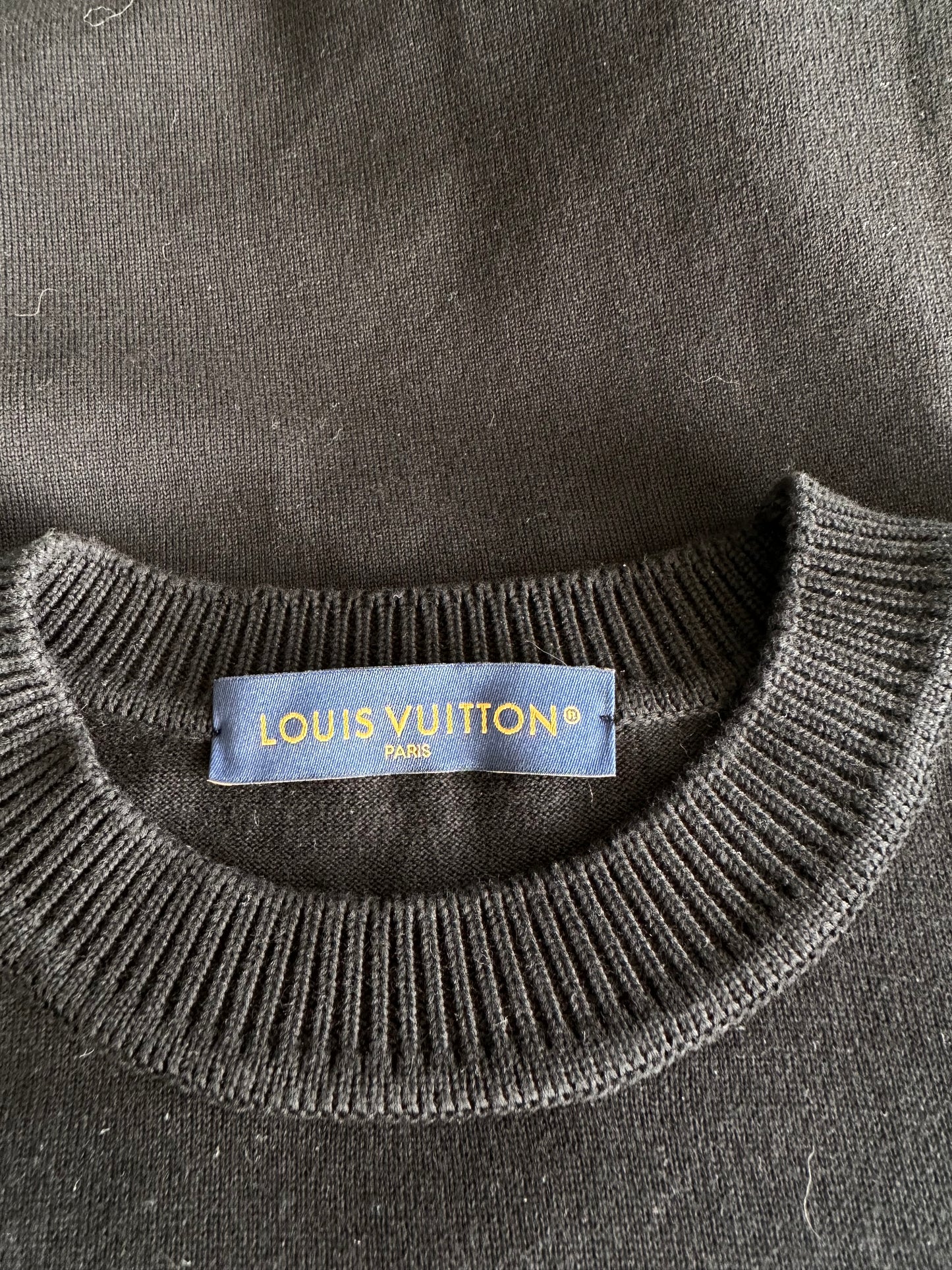 Louis Vuitton Black & White Pin Logo Embroidered T-Shirt