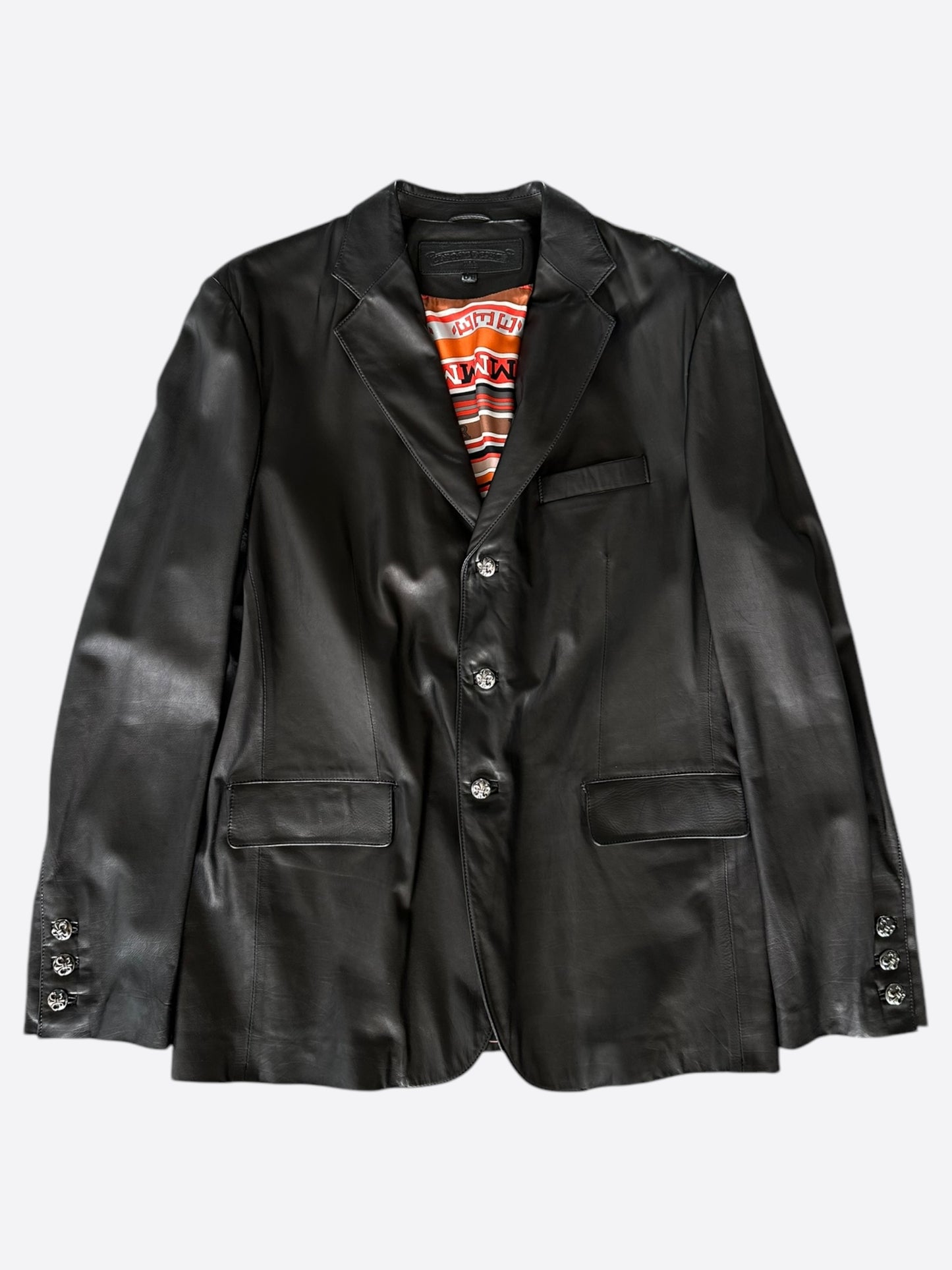 Chrome Hearts Black Leather Custom Order Blazer Jacket