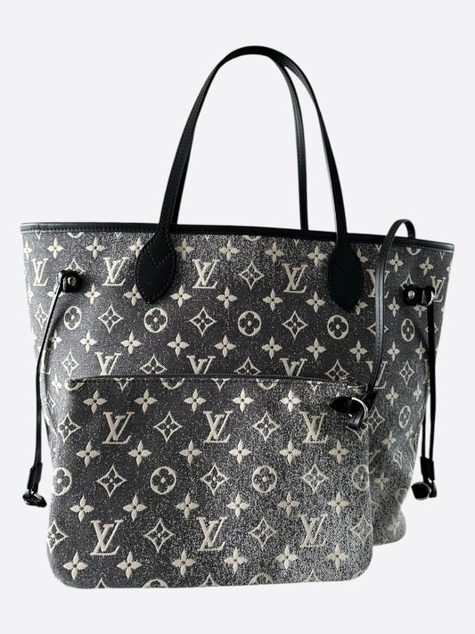 Louis Vuitton Grey & White Denim Monogram Neverfull MM