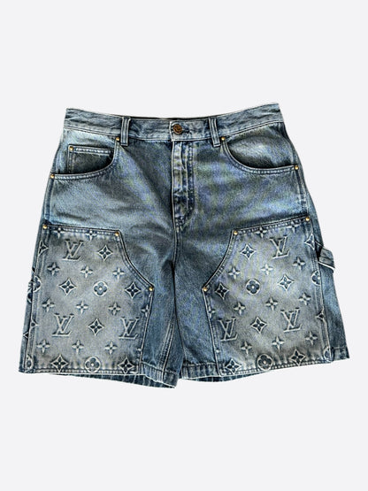 Louis Vuitton Blue Monogram Carpenter Denim Shorts