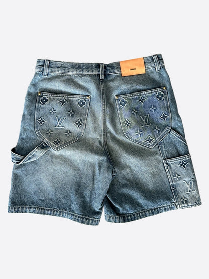 Louis Vuitton Blue Monogram Carpenter Denim Shorts