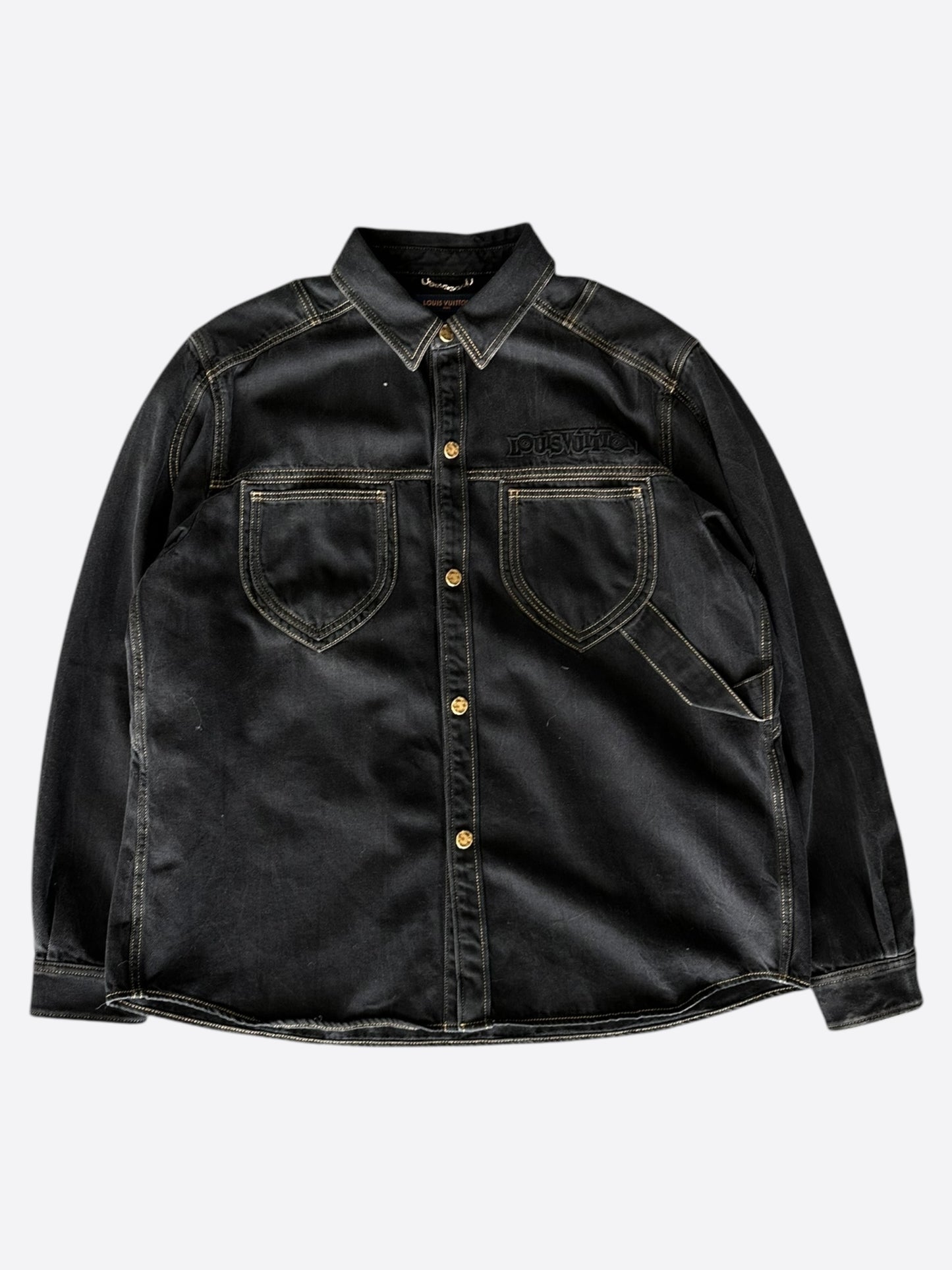 Louis Vuitton Washed Black Workwear Denim Shirt