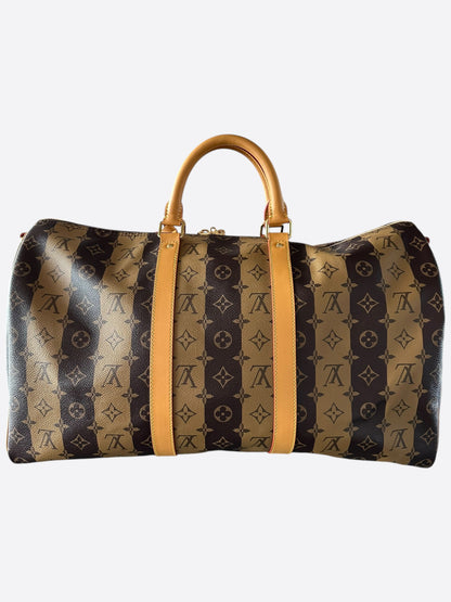 Louis Vuitton Nigo Brown Striped Monogram Keepall 50