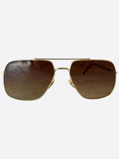 Louis Vuitton Gold First Squared Pilot Sunglasses