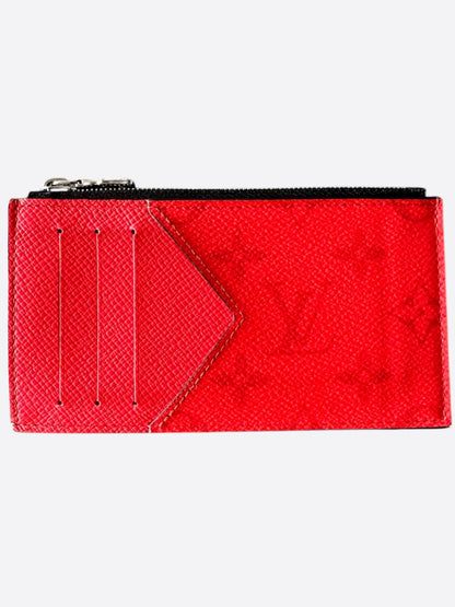 Louis Vuitton Red Taigarama Monogram Coin Card Holder