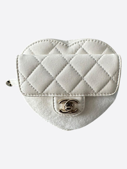 Chanel White Quilted Mini Heart Bag