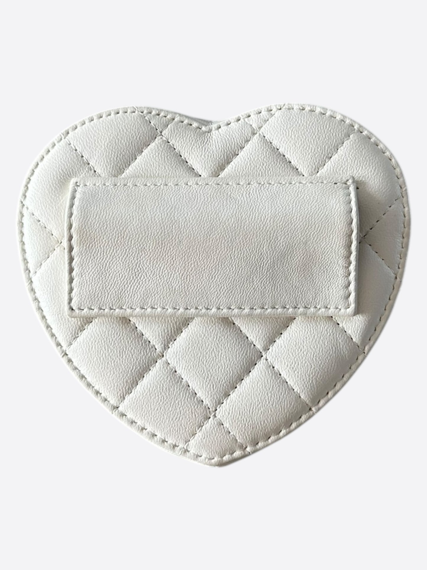 Chanel White Quilted Mini Heart Bag