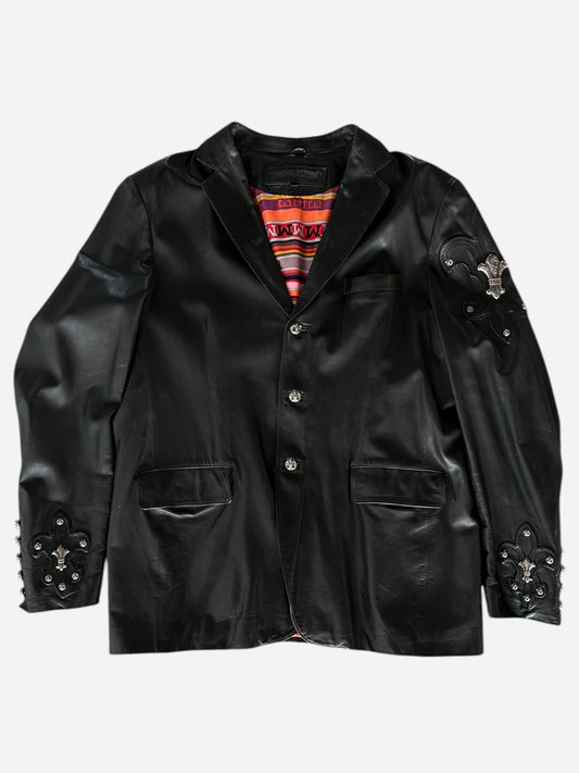 Chrome Hearts Black Leather Custom Order Blazer Jacket