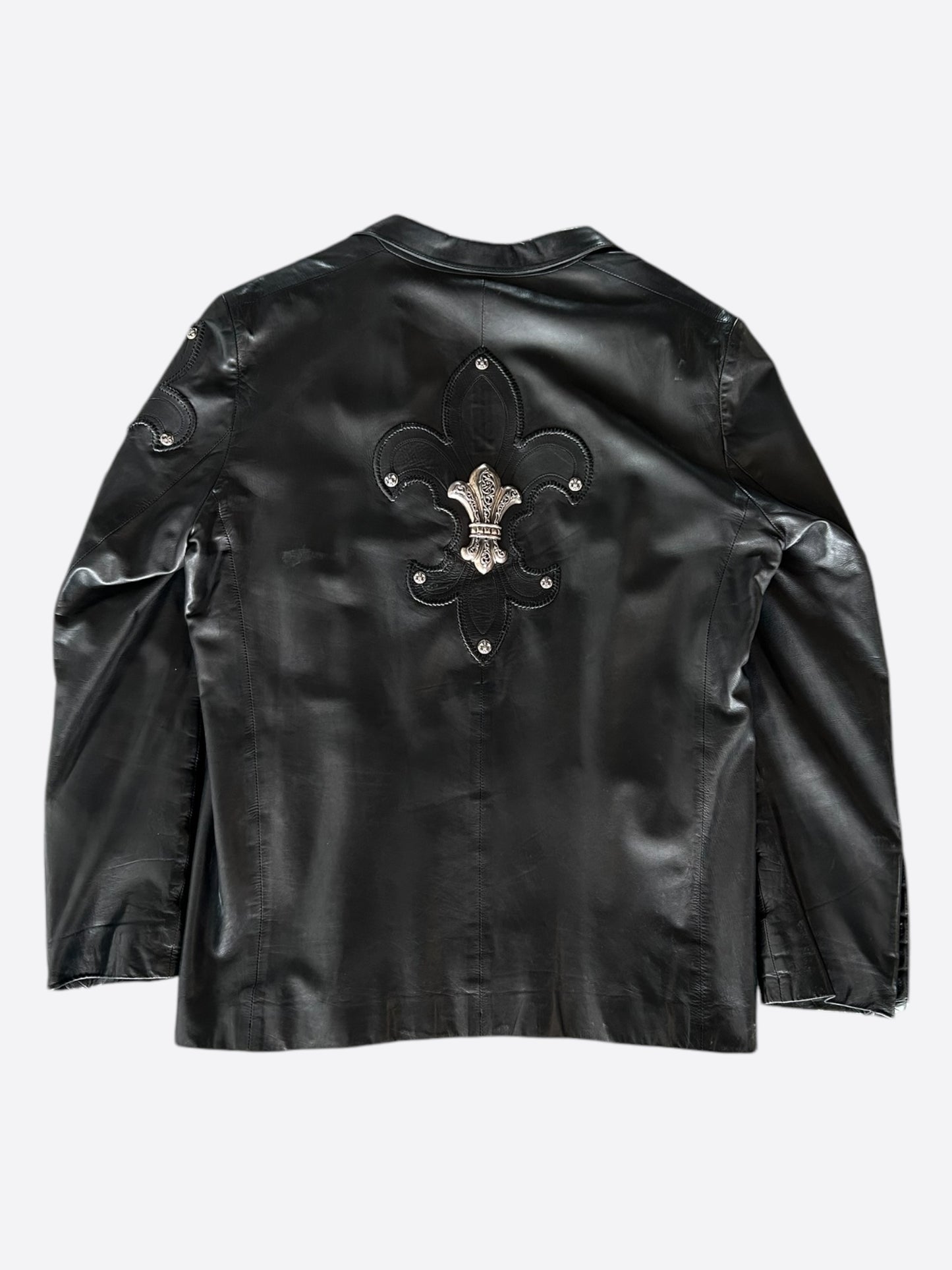 Chrome Hearts Black Leather Custom Order Blazer Jacket