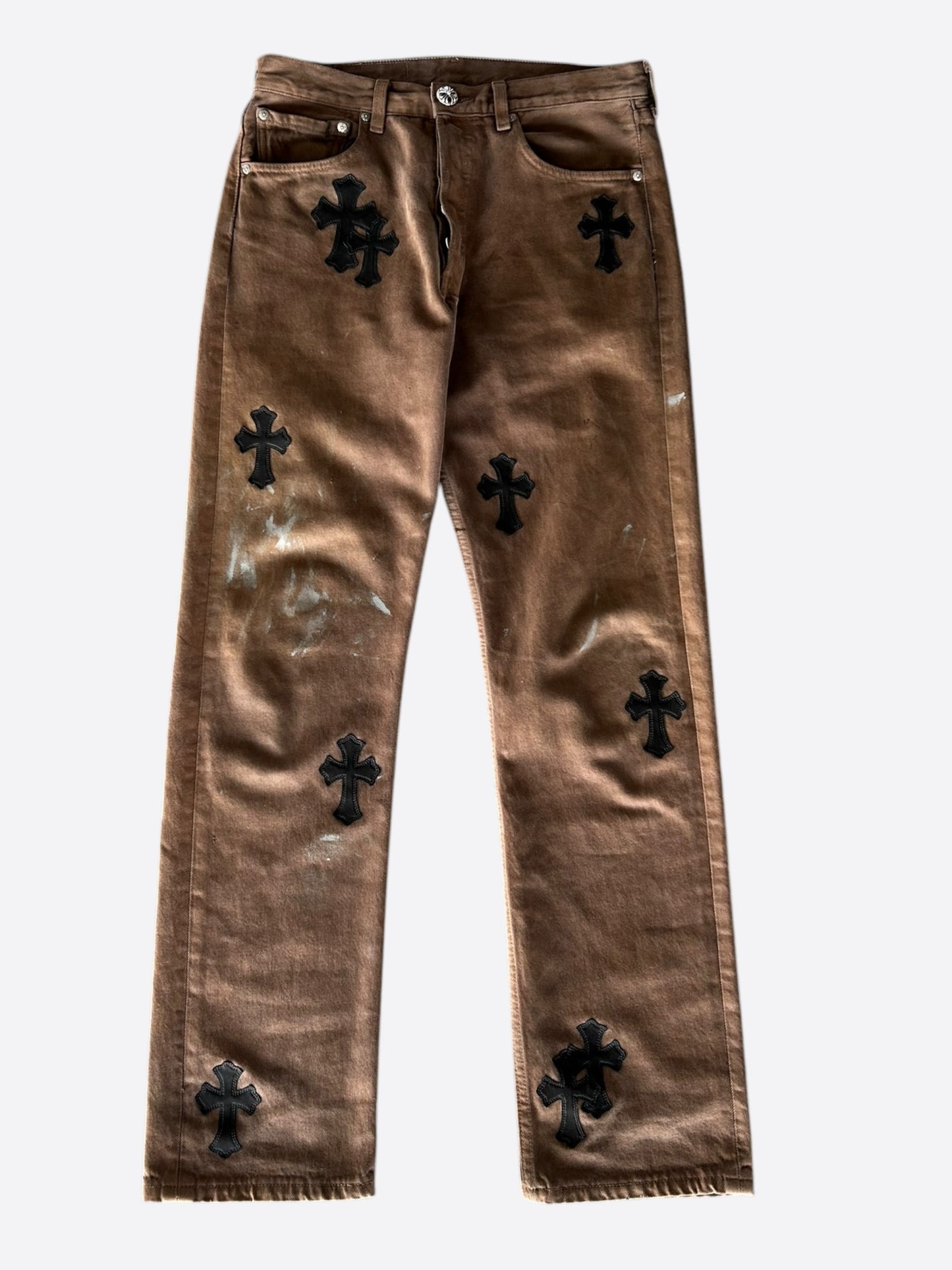 Chrome Hearts Levis Brown & Black Cross Patch Jeans