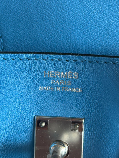 Hermes 0F Bleu Frida Swift Birkin 25