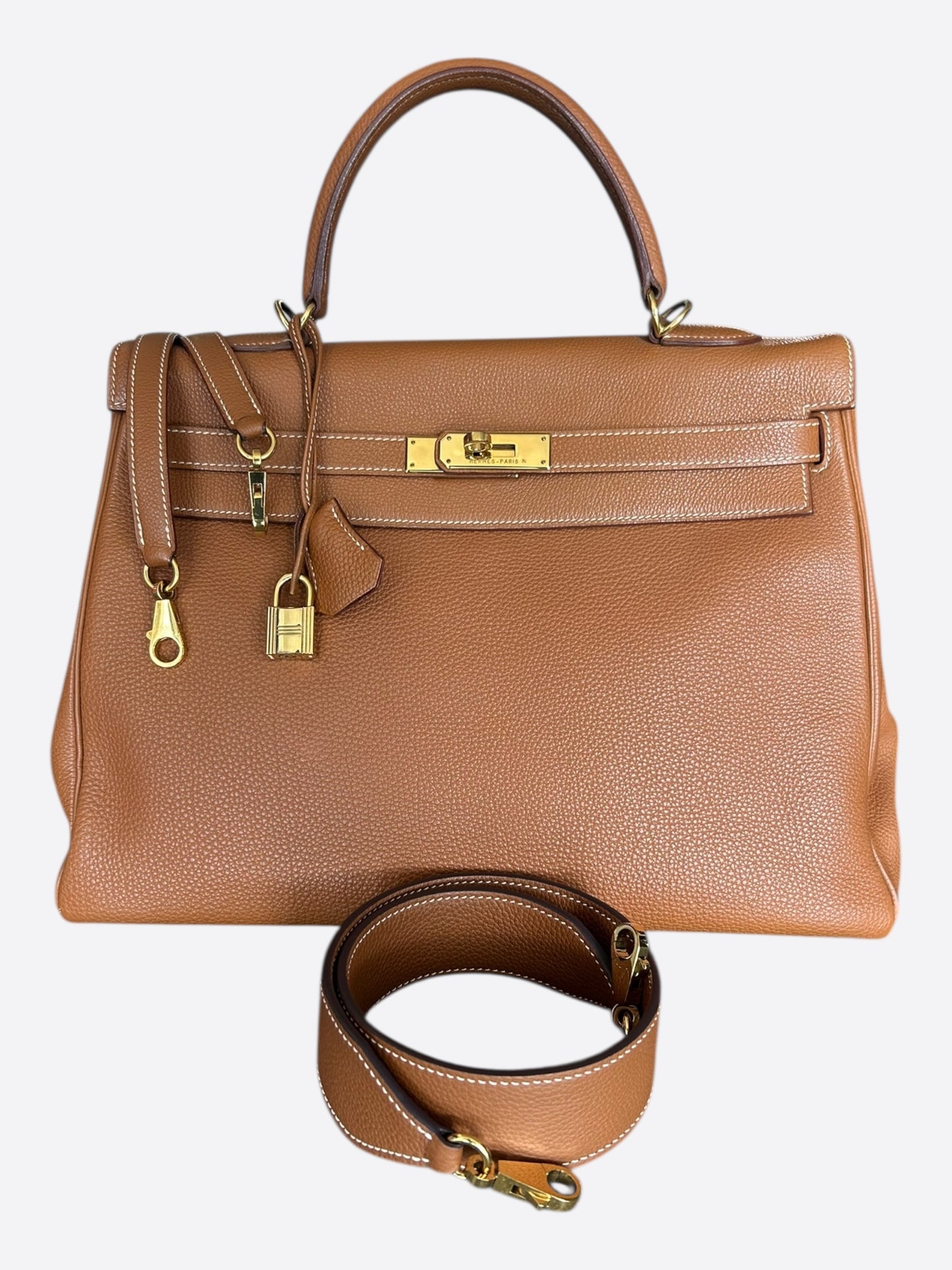 Hermes Retourne Gold & Gold Hardware Togo Kelly 32