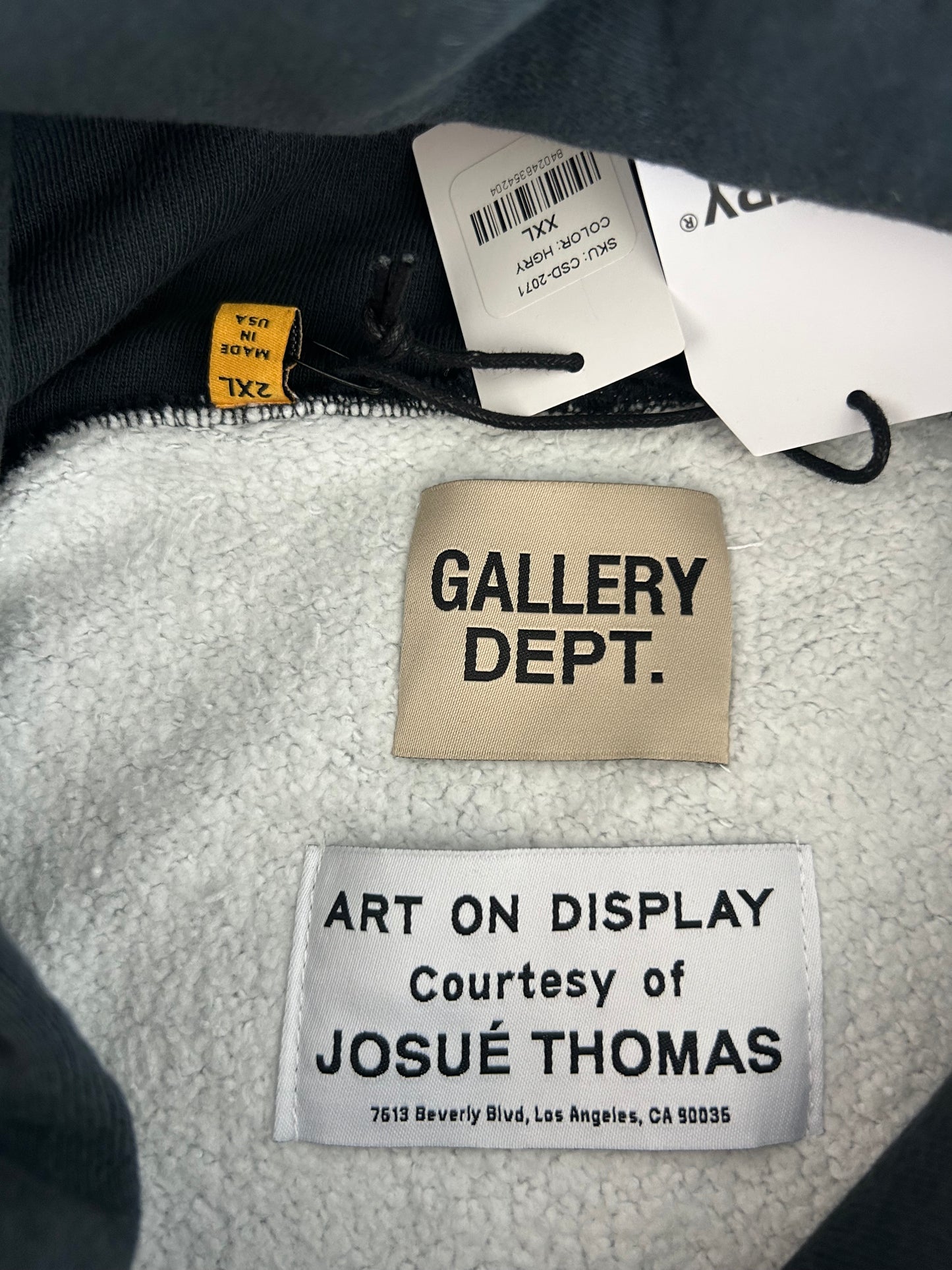 Gallery Dept Grey & Black DEPT Logo Cut Off Hoodie