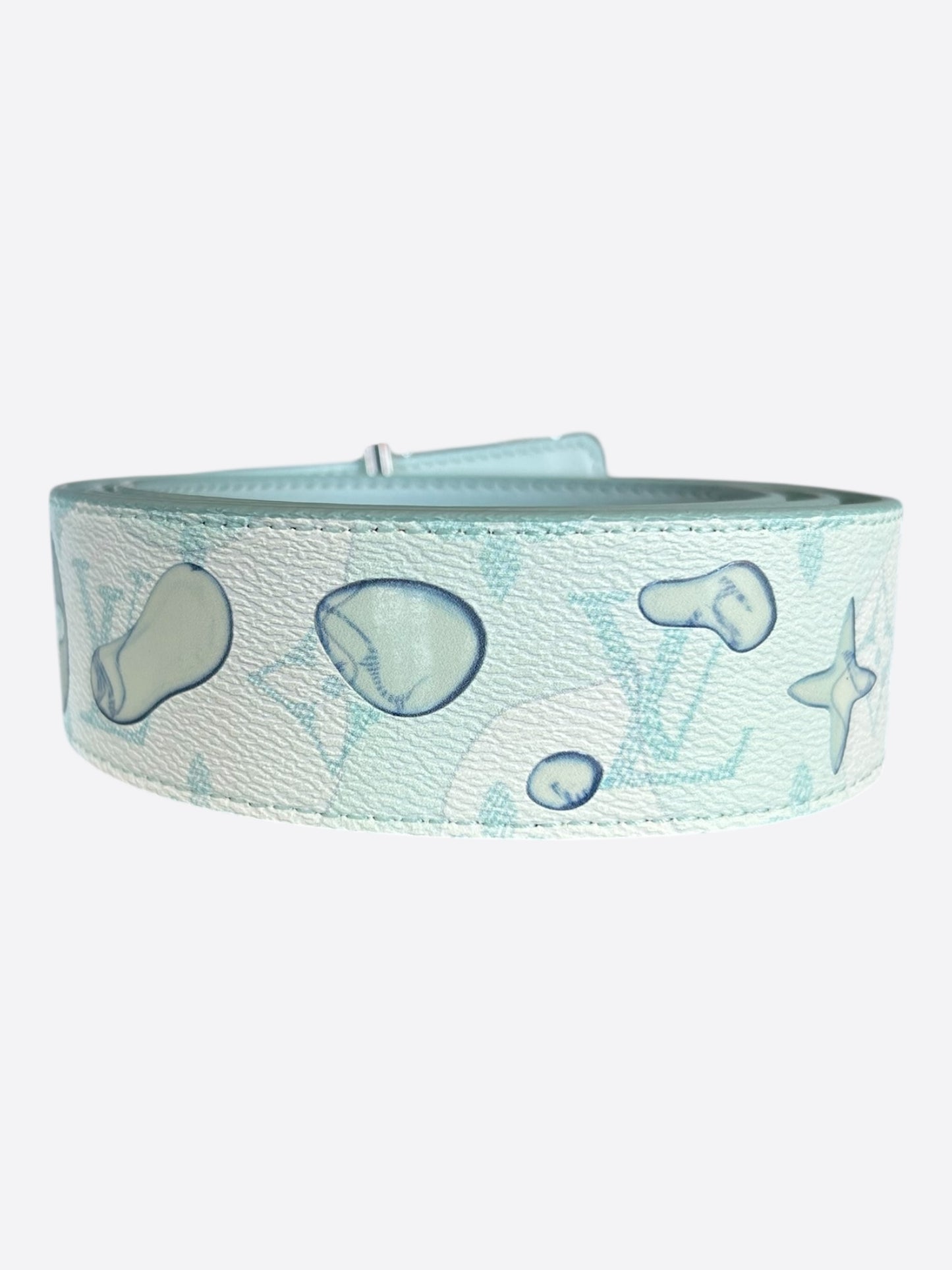 Louis Vuitton White & Blue Aquagarden Monogram Belt
